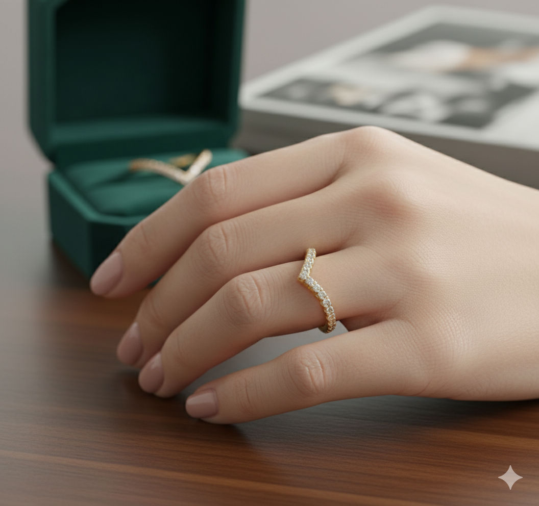 V-Shape Pave Sparkle Ring