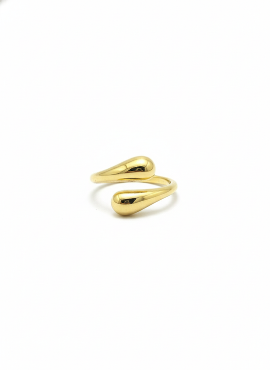 Golden Teardrop Wrap Ring