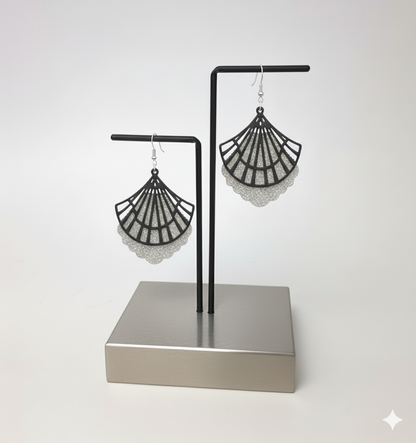 Silver Glimmer Fan Earrings