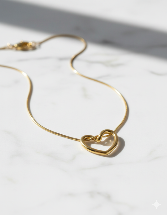 Golden Heart Knot Necklace