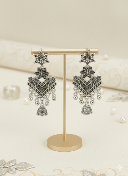 Silver Tone Cubic Zirconia Drop Earrings.