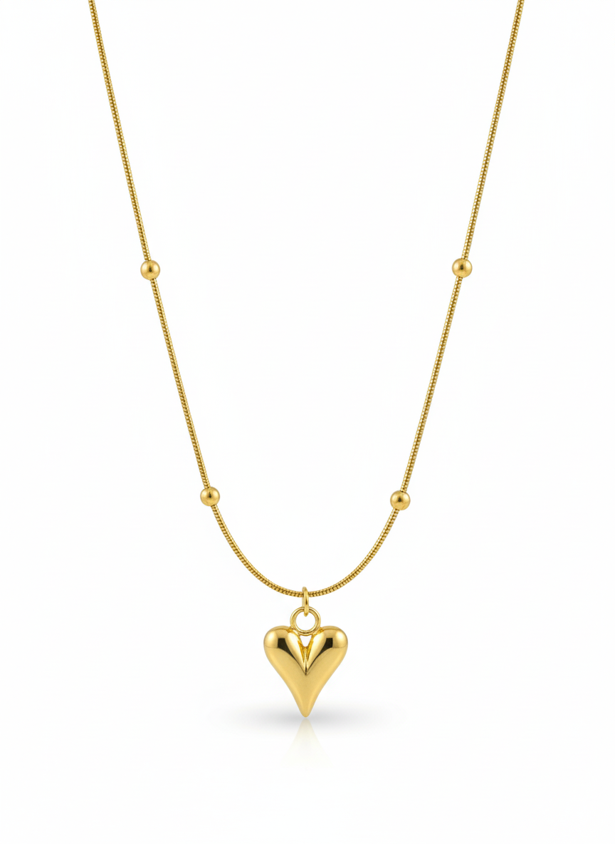 Puffed Heart Neck Chain