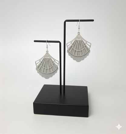 Silver Glimmer Fan Earrings