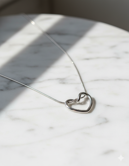 Silver Heart Knot Necklace