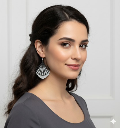 Silver Glimmer Fan Earrings