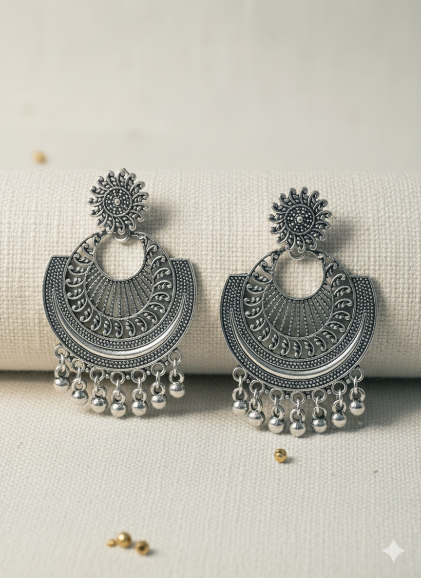 Oxidized  Chandbali Earrings