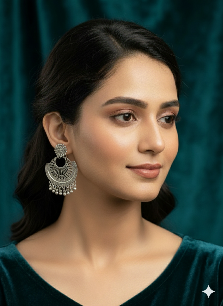 Oxidized  Chandbali Earrings