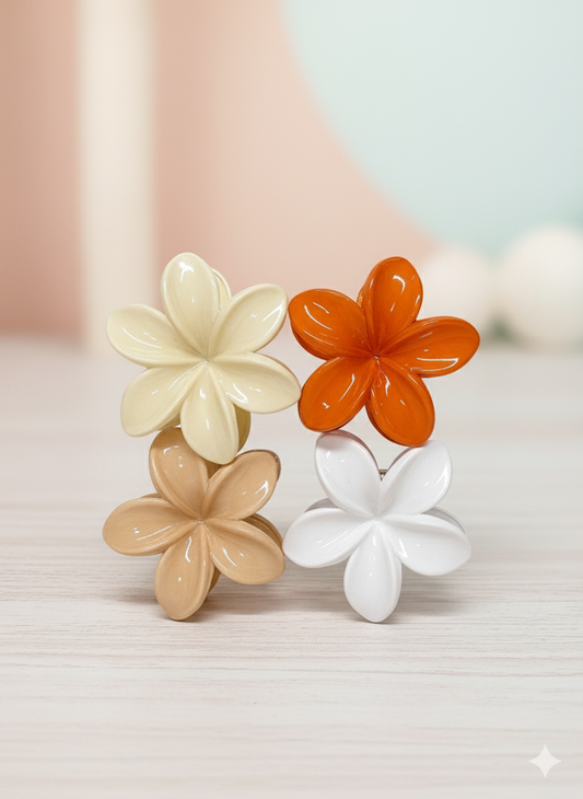 Tropical Blossom Hair Claw Clips - 4 Piece Set