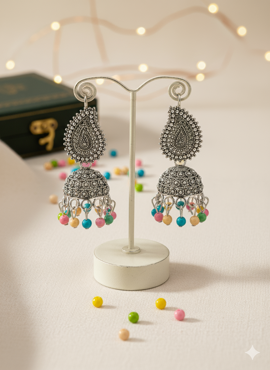 Oxidized Multi-Color Jhumkas
